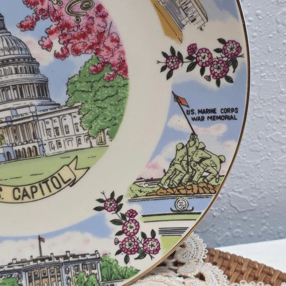 Vintage Washington DC Plate US Capitol Lincoln‎ Memorial White House Souvenir